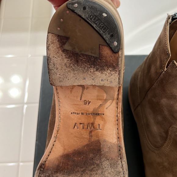 T W L V Full, Italian handmade leather zipper boots, in sand suede leather. - Picture 7 of 10